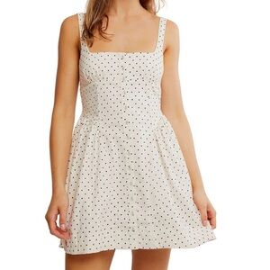 Dotted Print Astrid Square Neck Sleeveless Mini Dress size large.